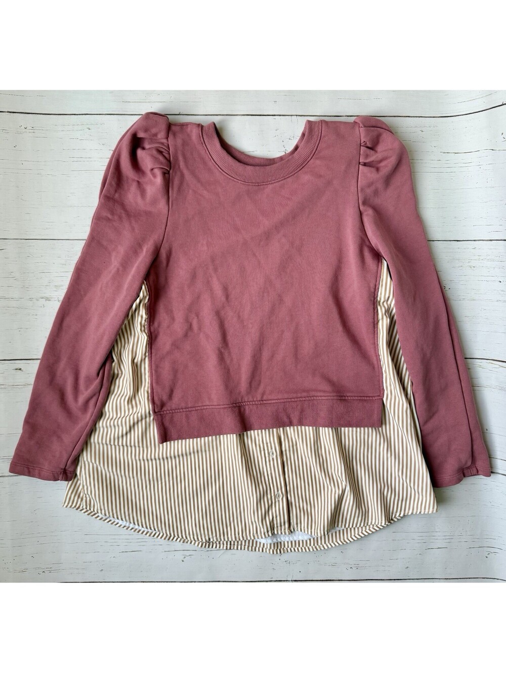 Anthropologie Maeve Women’s Layered Tunic Sweatshirt Mauve Pink Size X-Large